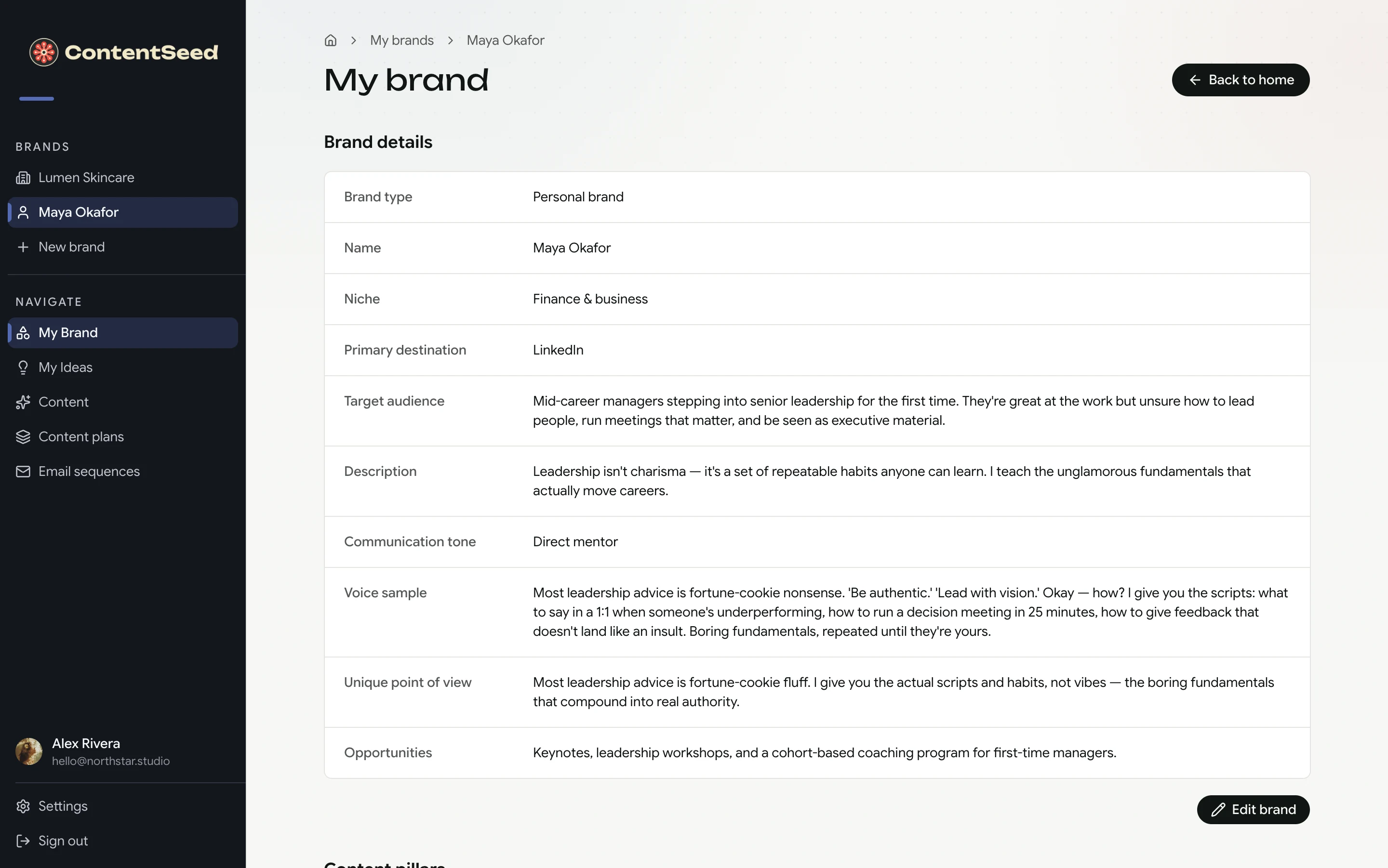 A brand profile, captured in minutes